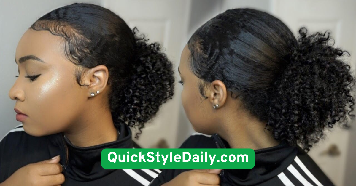  Curly Low Puff with Laid Edges