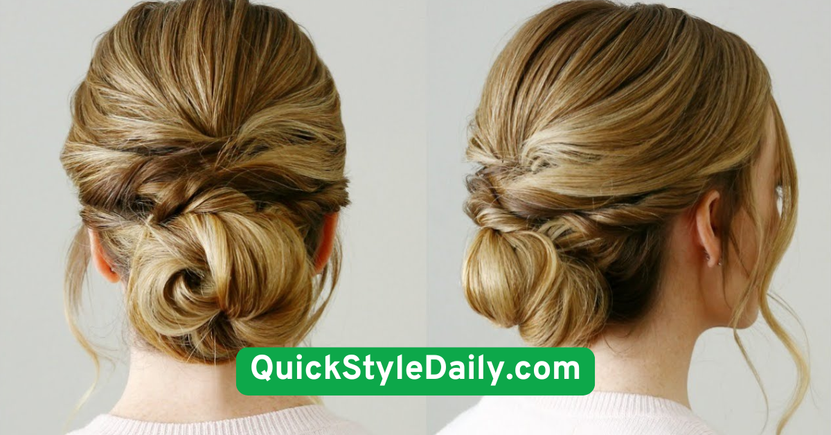 Low Bun with Middle Part