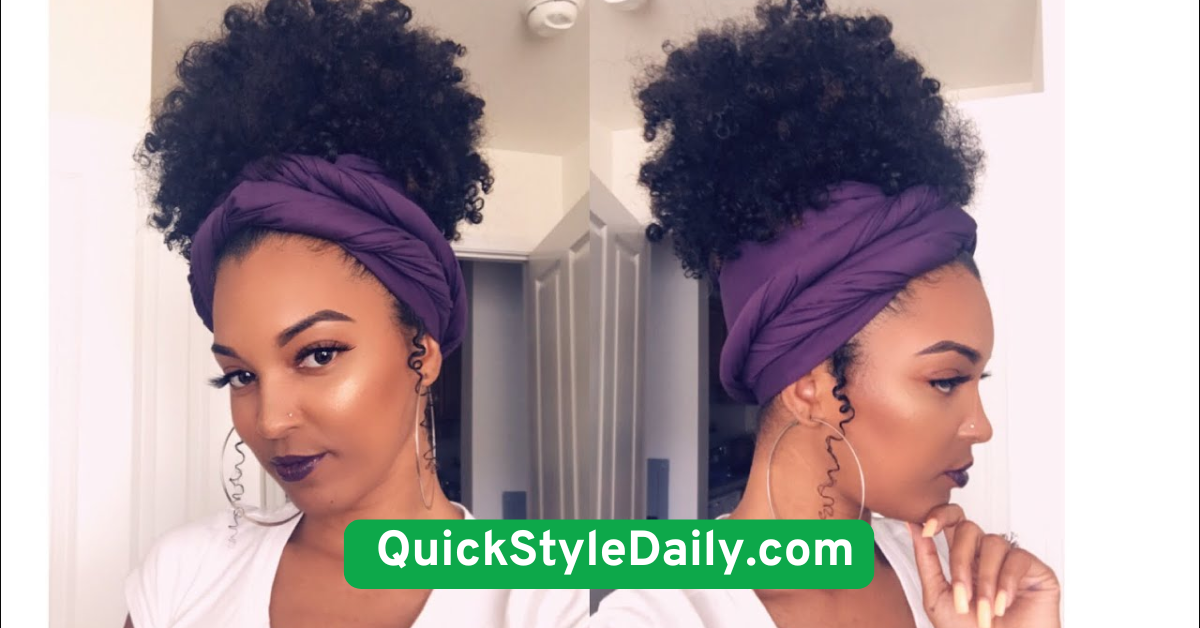 Curly Puff with Scarf Wrap