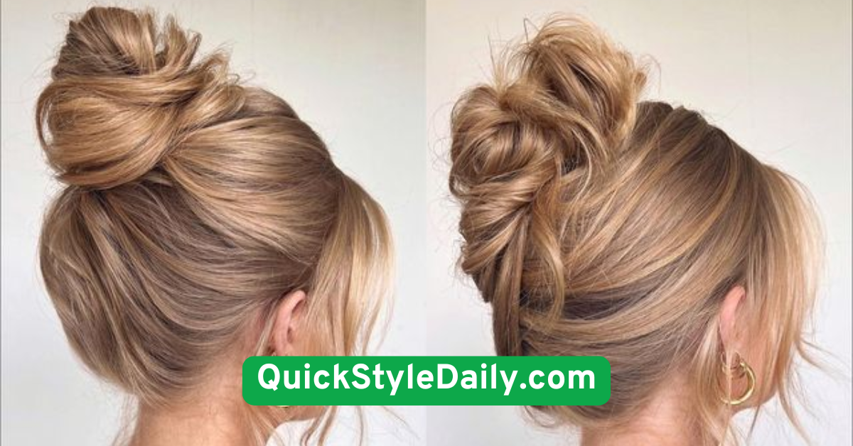 Messy High Bun with Polished Front