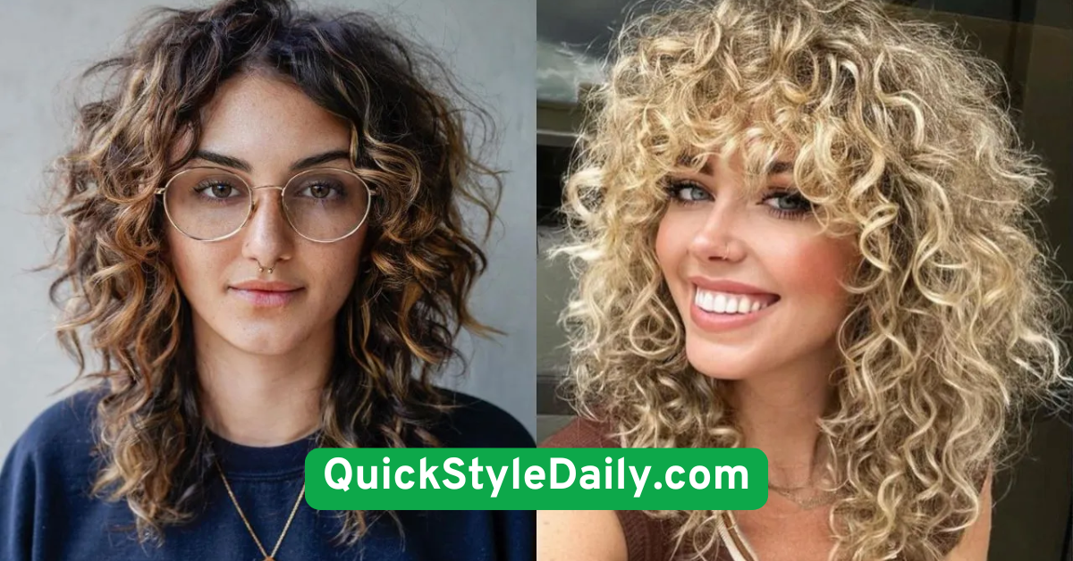  Curly Shag with Bangs