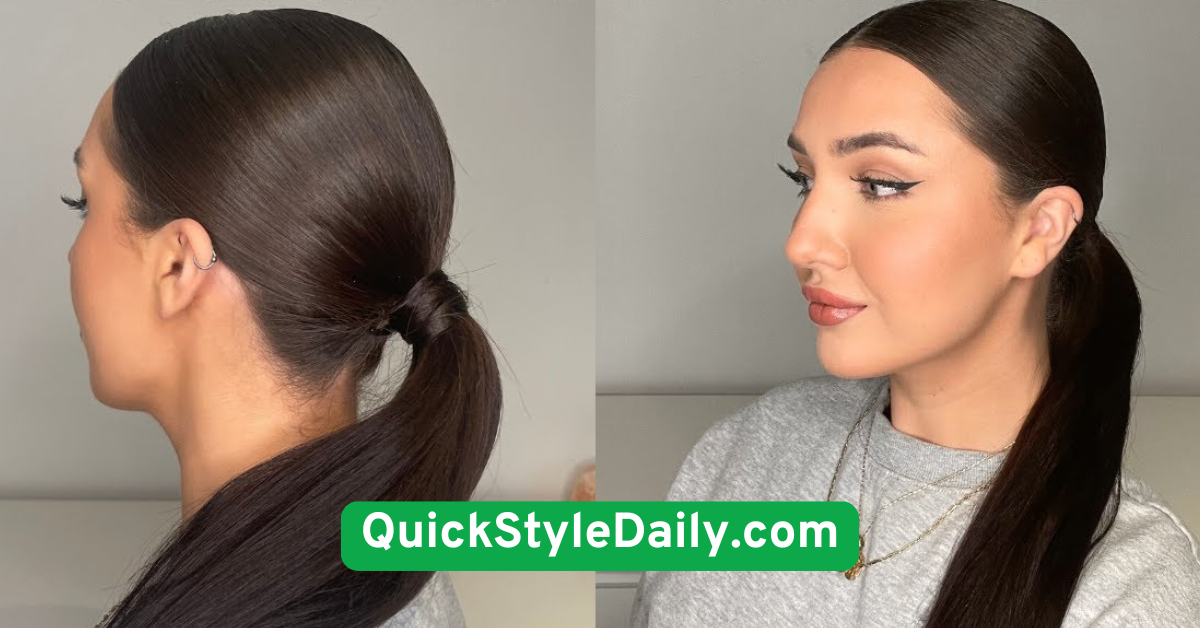Sleek Low Ponytail with Side Part