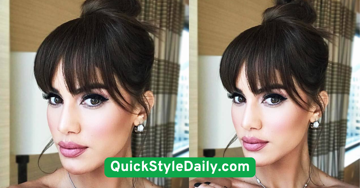 Wispy Fringe with a Low Chignon