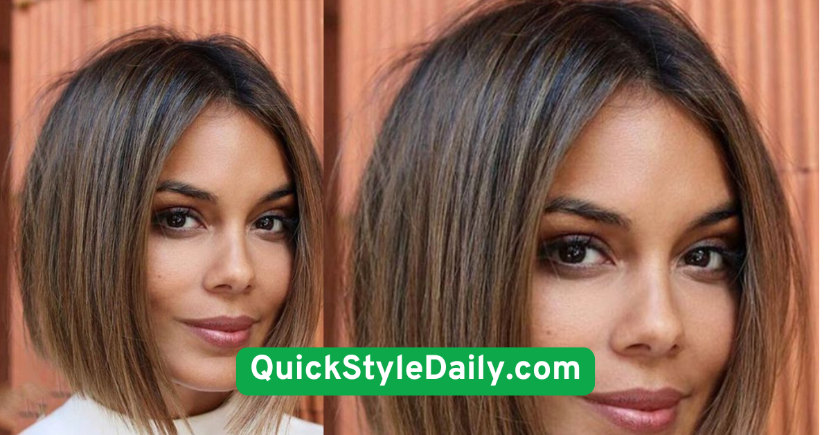 Straightened Bob with Center Part
