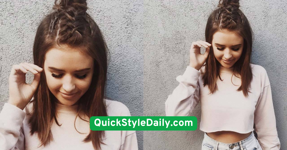 Mini Top Knot on Medium Hair